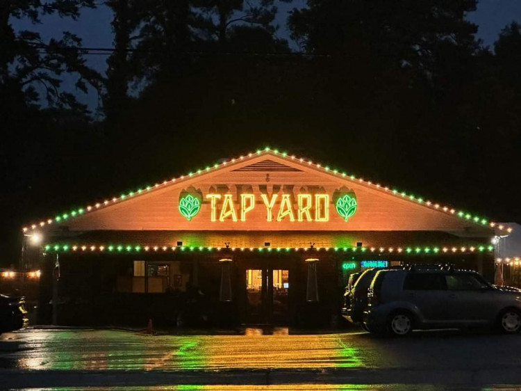 Tap Yard bar exterior with roofline lighting installed by Lights Around