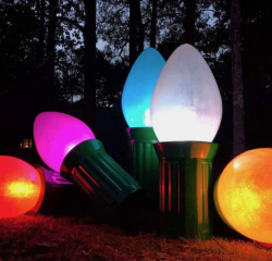 Six-foot RGB light-up giant Christmas light bulbs by Lights Around.